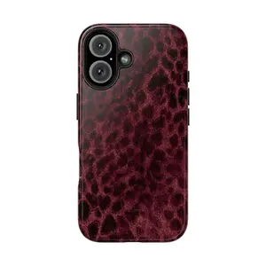 Burgundy Cheetah Phone Case Phone Cover Hard Cases Tough 2-piece Magnetic Phone Case