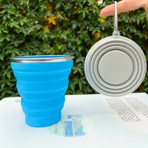 1PC Outdoor Washing-up Cup Stainless Steel Cup, Food Grade Portable Telescopic Silicone Folding Cup, Travel Cup, Portable Travel Mug