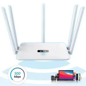 High Speed Wall WiFi Router with 4 LAN Ports for 60 Devices,（300Mbps）and Long Range Router(Covers up to 5000Sq.Ft) for Gaming & Home Use,WPA/WPA2 Security Wireless Internet & Parental Control, WiFi Hotspot Router