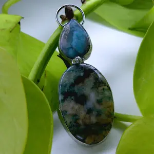 Hotel California (Handmade Soft-Soldered Mariposite and Larimar Crystal Pendent)