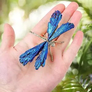 Dragonfly Statue Natural Electroplated Blue Tourmaline Dragonfly Decor Collection Natural Home Decor Healing Crystals Dragonfly Gift for Women