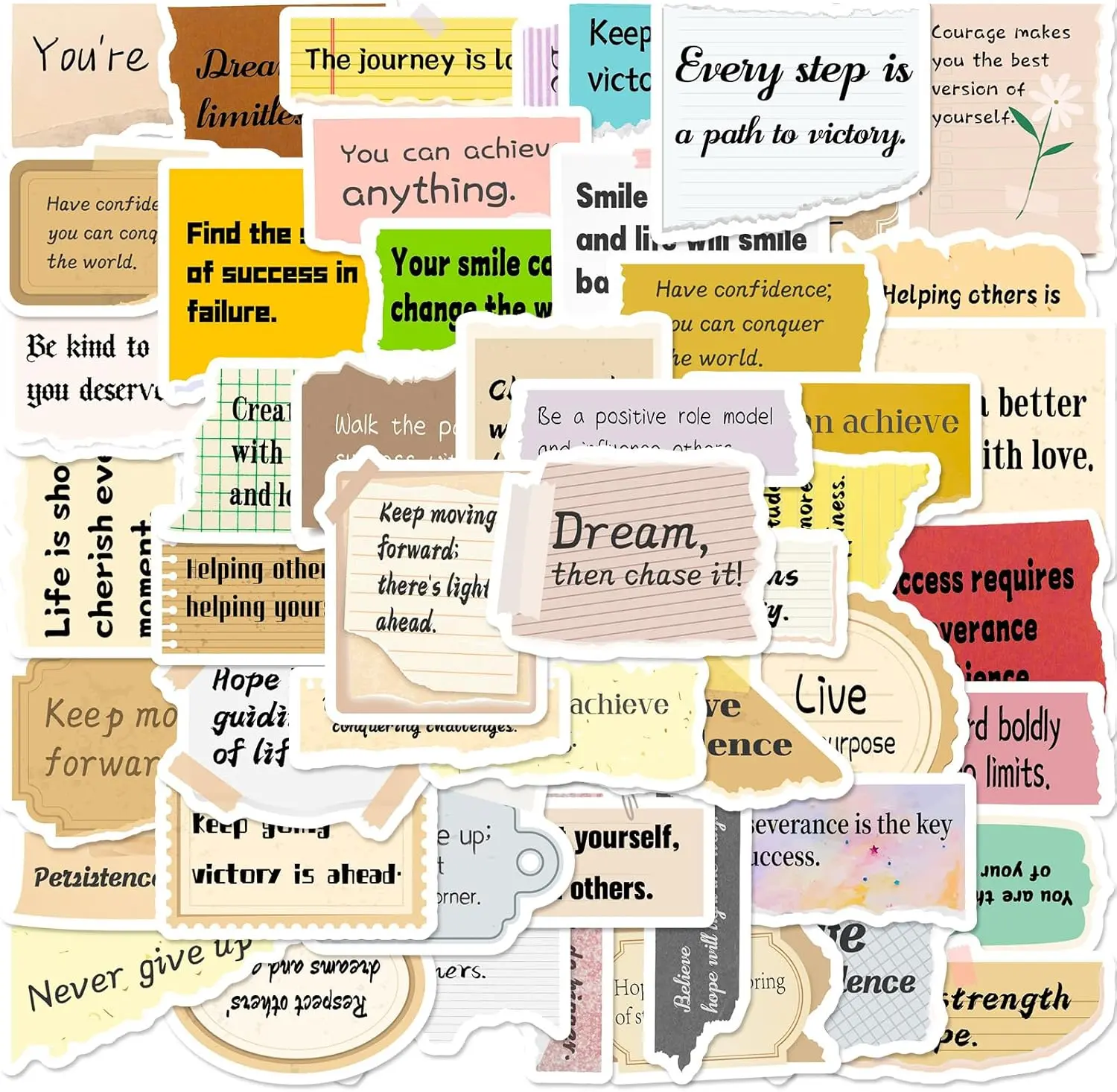 Motivational Stickers 50 PCS,Waterproof Inspirational Quotes Stickers,Cute Inspirational Phrase Sticker Set Suitable for Water Bottles,Mobile Phones,Computers,and notebooks,Ideal Gift Choice