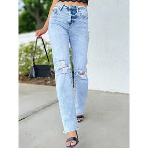 Shimmer Down Now By Mica - Mid Rise Distressed Embellished Jeans