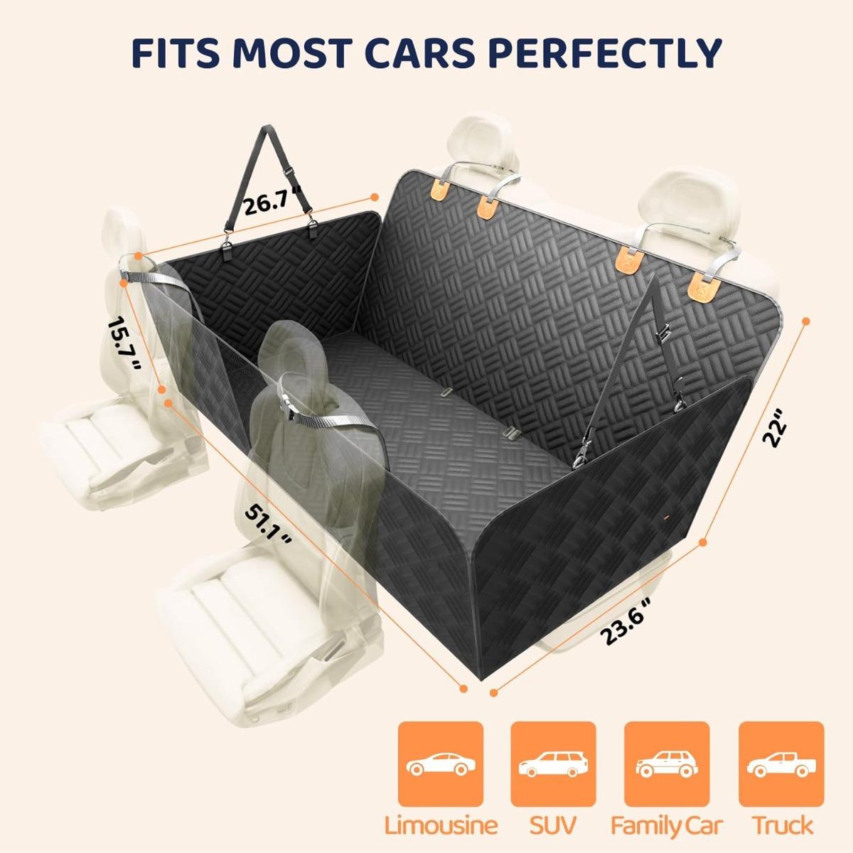 Dog Car Seat Cover with Hard Bottom Back Seat Extender