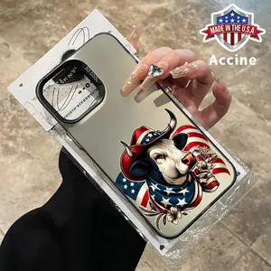 Case for iPhone 15 Pro 16 16E 14 Plus 13 12 11 Promax X XS Max XR xsmax Patriotic Bull Printed IMD Hybrid Plate Water-resistant Rugged Cellphone Cover for Boy