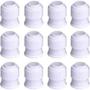 12 count Coupler Piping Bag Plastic Standard Couplers Cake Decorating Pipe Tip for Frosting Icing Nozzles (1.2 x 1 Inch)