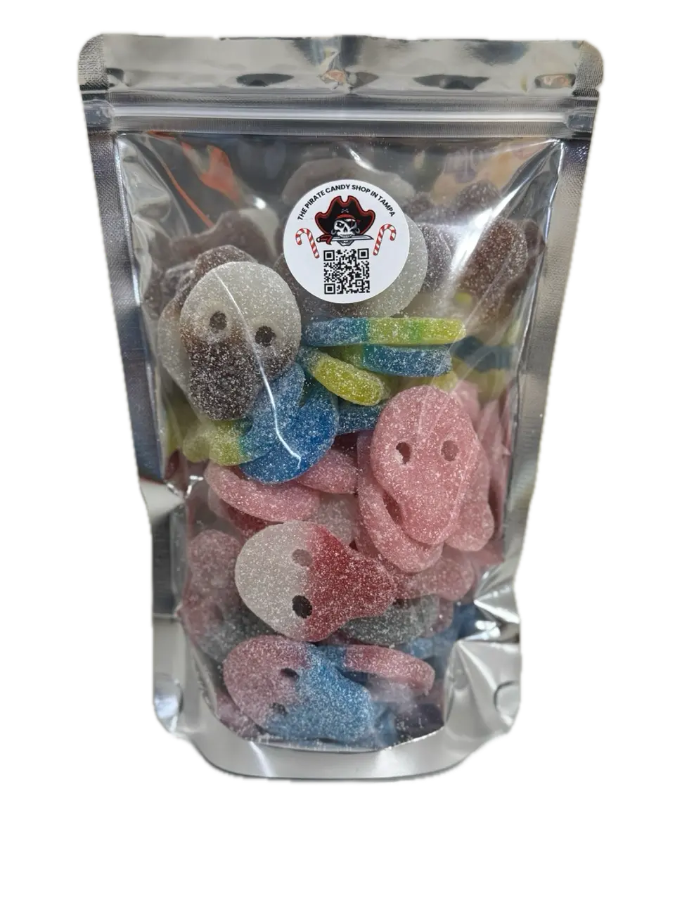 Sour Skulls Mix 1 lb Bag - Swedish Candy - Cola Skulls, Pink Skulls, Fizzy Skulls, Watermelon Skulls Swedish Lemon Skulls, Pink & White Danish Skulls - Sweet, Sour, Tart and Tangy