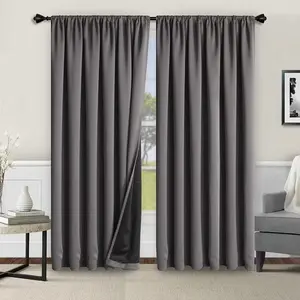 1pc 100% Full Blackout Grey Curtains, Modern Minimalist Style for Bedroom, Living Room & Office