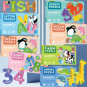 Magnetic Puzzle Sticker Set (including letters, numbers, fruits, etc.) - multi-color and monochrome magnetic pieces, suitable for learning, DIY education, school teaching and Christmas/party games (can be adsorbed on the surface of the refrigerator)