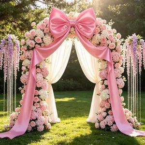 Large  Bow Decorations 24 x 87 Inch Giant  Bows with Rope and Double-Sided Tape for Wedding Bridal Shower Birthday Valentine's Day Bachelorette  Room Wall Decoration (87 INCH  Bow)