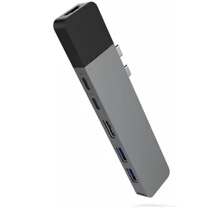 HyperDrive USB C Hub, NET 6-in-2 for MacBook Pro Air, Multi-Port USB-C Dongle