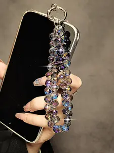 Luxury Phone Chain Keychain, Amethyst Bead Wrist Strap, Cute Design, Car Key Holder, Bag Accessory, 1pcs High-End Mobile Case Charm
