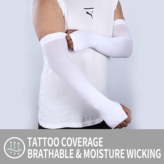 2 Pairs (4 PCS) Arm Sleeves for Women Men Hand Cover Cooling Compression Arm Sleeve Tattoo Cover Up Sleeves to Cover Arm Warmers