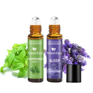 2-in-1 Essential Oil Roll-On Set | Sleep Aid + Headache Relief | Lavender & Peppermint | 100% Natural (2x10ml) Oil for Skin Care