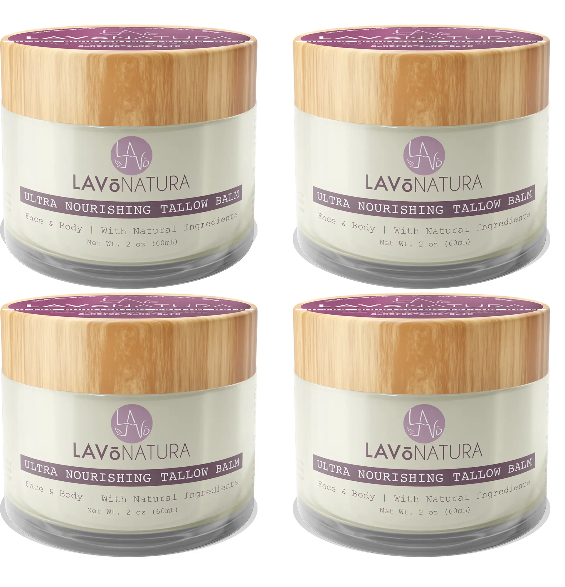 Grass-Fed Beef Tallow for Skin & Face – FAMILY GLOW BUNDLE GET 1 FREE -by LAVōNATURA | Natural Anti-Aging Moisturizer for Dry, Sensitive Skin – Promotes Healthy-Looking Skin, Unscented & Handmade in USA (FAMILY PACK -2 oz EA)