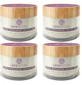Grass-Fed Beef Tallow for Skin & Face – FAMILY GLOW BUNDLE GET 1 FREE -by LAVōNATURA | Natural Anti-Aging Moisturizer for Dry, Sensitive Skin – Promotes Healthy-Looking Skin, Unscented & Handmade in USA (FAMILY PACK -2 oz EA)