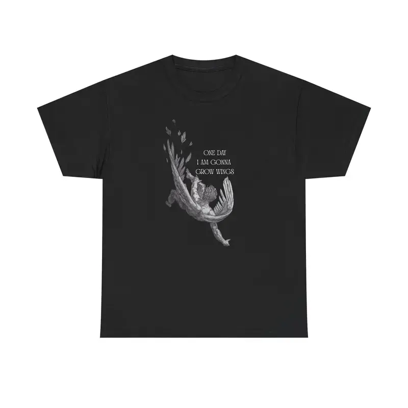 The Fall of Icarus T-Shirt, Unisex Oversized Relaxed Fit, Soft Pre-washed Cotton, Greek Mythology Classic Art Print, Shortsleeve, Clothes, Menswear, Round Neck, All Seasons, Casual, Apparel, Fabric, Top, Tee