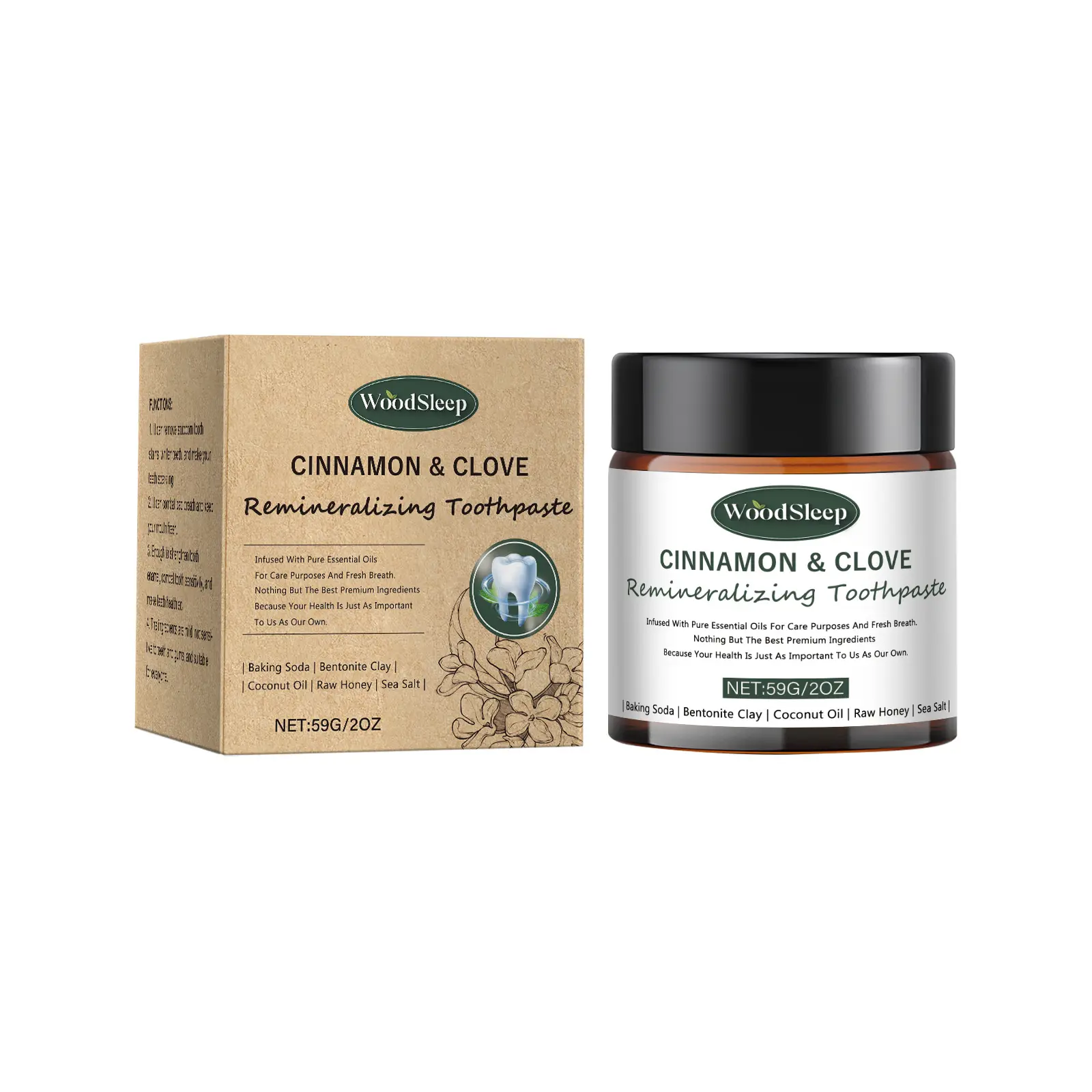(new)WoodSleep Fresh Bentonite Toothpaste cleans teeth, protects enamel, and features gentle ingredients for dental care, a gift for friends
