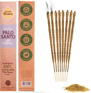 Palo Santo Incense Sticks | Wild Harvested Thick Natural Incense | Sagrada Madre Copal, Rosemary & Sandalwood Meditation & Energy Cleansing – 8 Sticks