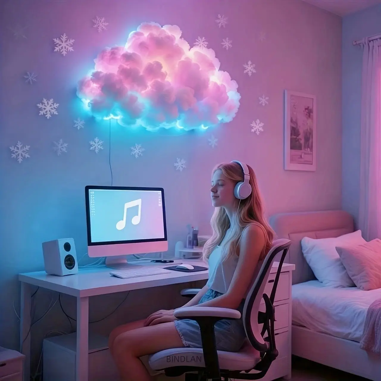 1 Set DIY RGB Fantasy Thundercloud Light Novelty Art Lighting Led Atmosphere Lamp Supports Music Color Changing USB Powered Add Unique Color Atmosphere for E-sports Game Room Living Room Bedroom