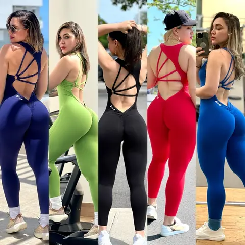 Ultra scrunch back design sports jumpsuits