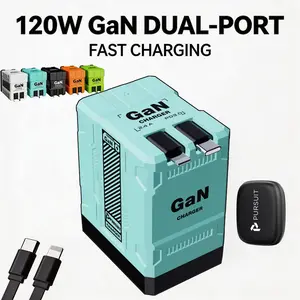 [US warehouse]2 in 1 GaN Charger(Type C/Lightning) | Wall Charger | Retractable Type-C Cable + Foldable Plug | Dual Smart Charging Ports | Travel Charger for iPhone | Gift Under $20 Smartphone Electronic Device Cellphone charger | Super Fast Charger