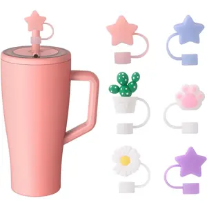 Adjustable Silicone Straw Cover for Brumate 30oz & 40oz, 6 PCS Colorful Straws (Star)