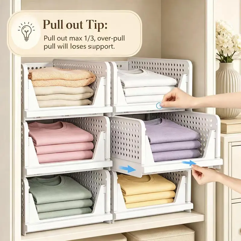 UFORU 10-Piece Set Large-Capacity Stackable Wardrobe Storage Baskets, Multifunctional Stackable Storage Boxes, Space-Saving Storage Containers, Suitable for Wardrobes, Bathrooms, Kitchens, Laundry Rooms, Bedrooms, Food Storage Rooms, and Offices UFORU 10-Piece Set Large-Capacity Stackable Wardrobe Storage Baskets, Multifunctional Stackable Storage Boxes, Space-Saving Storage Containers, Suitable for Wardrobes, Bathrooms, Kitchens, Laundry Rooms, Bedrooms, Food Storage Rooms, and Offices