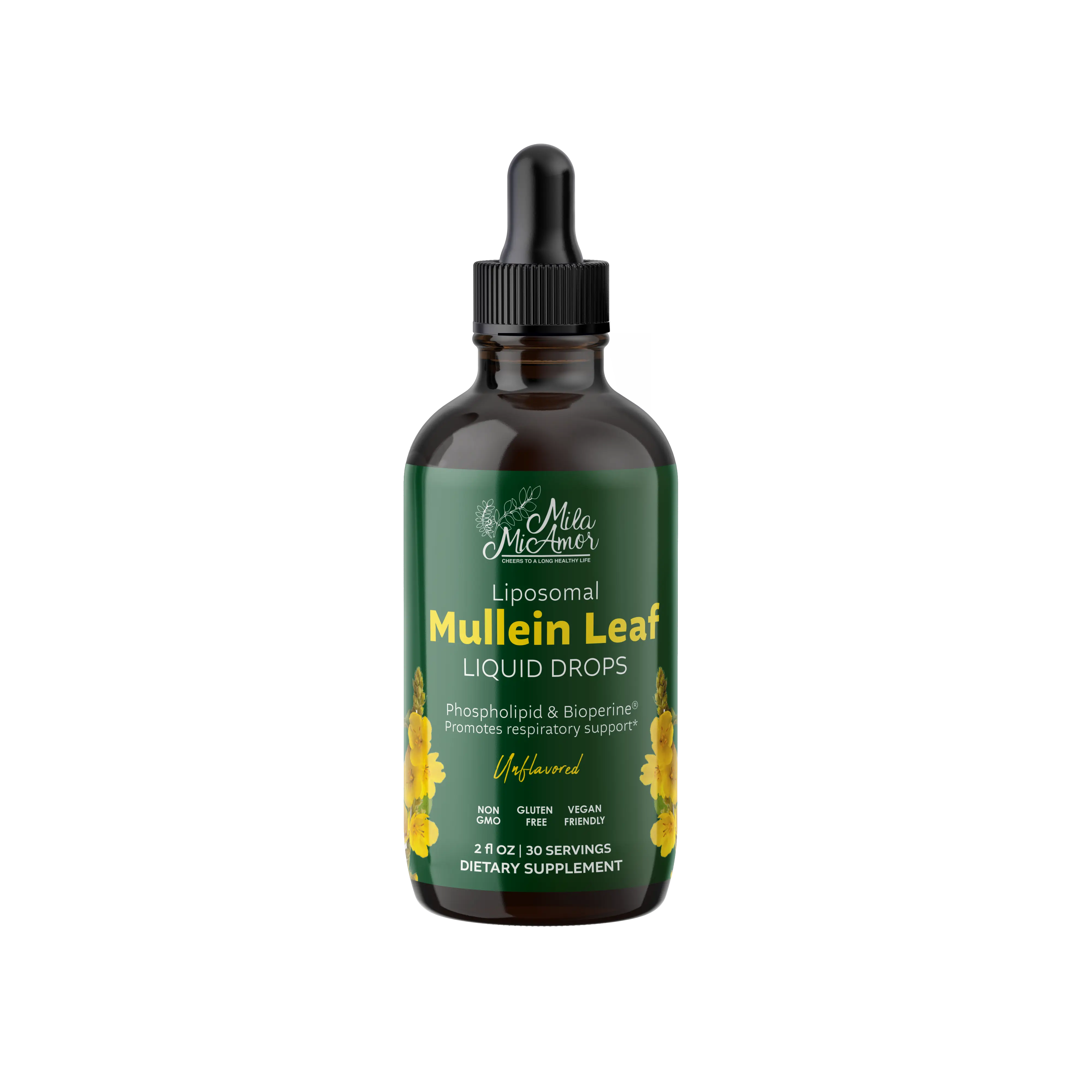 Mullein Drops for Lungs | Mullein Leaf Extract Supplement | Lung & Bronchial Cleanse for Smokers | Respiratory Health Support | Made in USA | 2 floz