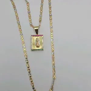 VIRGIN MARY three colors small chain gold-plated beautiful style 18"inches GOLD-PLATED