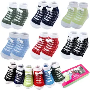 6 Pairs Baby Cotton Sneaker Newborn Ankle Sock Toddler Crew Walkers Bootie Infant Slippers Socks