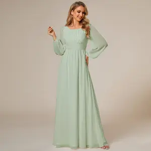 Ever-Pretty  2026 Valentine dress Spring  Evening dress , Long Sleeve Chiffon A-Line Empire Waist Formal Dress – Graceful for Weddings & Evening Dress, Valentine dress Spring  dress0106B