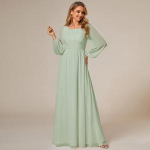 Ever-Pretty  2026 Spring  Evening dress , Long Sleeve Chiffon A-Line Empire Waist Formal Dress – Graceful for Weddings & Evening Dress, Spring  dress 0106B
