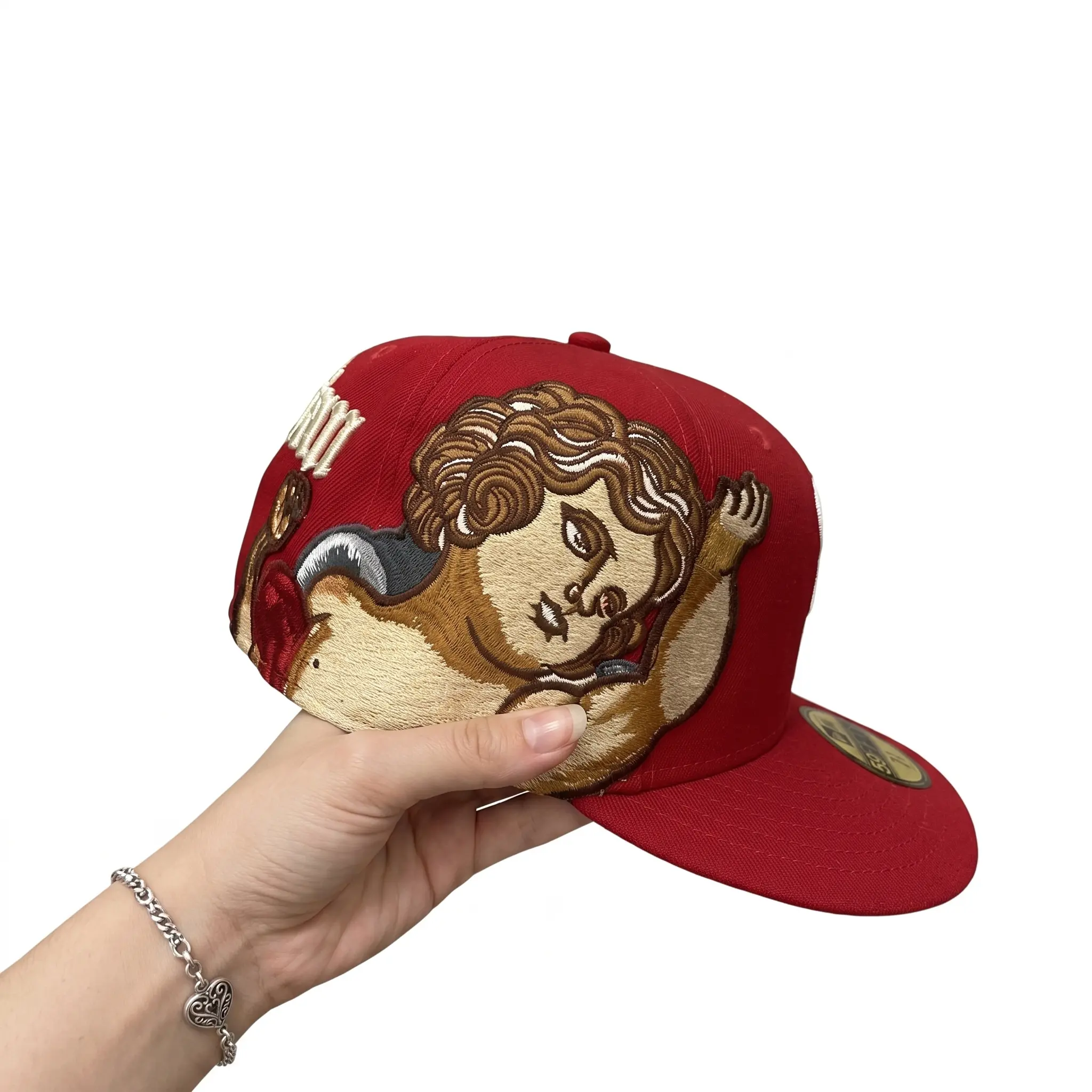 Unisex Cotton L.A Red Baseball Cap - Hip Hop Style, Embroidered Design, Adjustable Buckle, Breathable, Comfortable Fit, Size 7-8