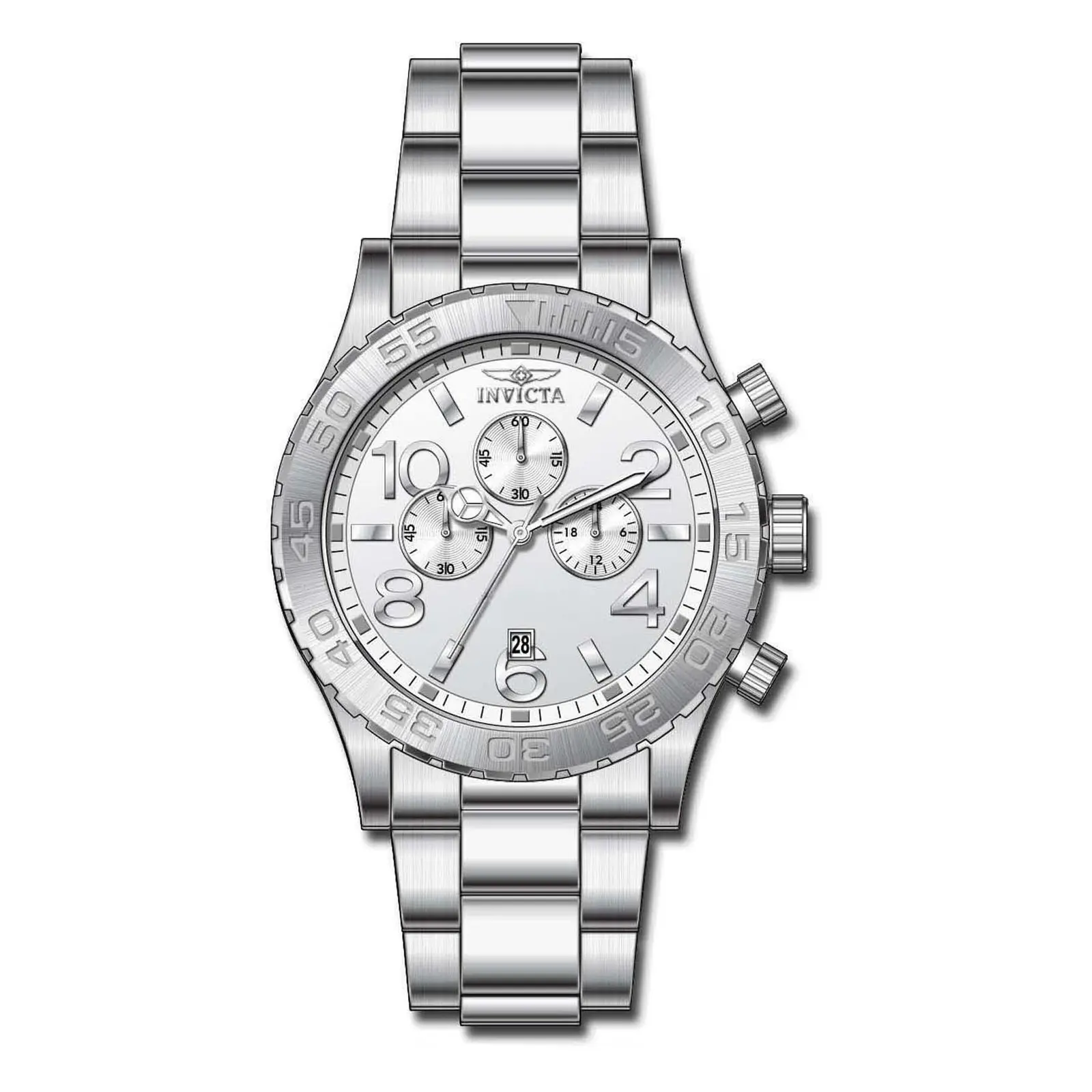 Big Bold Invicta Men's Specialty Chronograph Watch - 50.00mm Silver Dial Heavy Sporty Statement Wristwatch