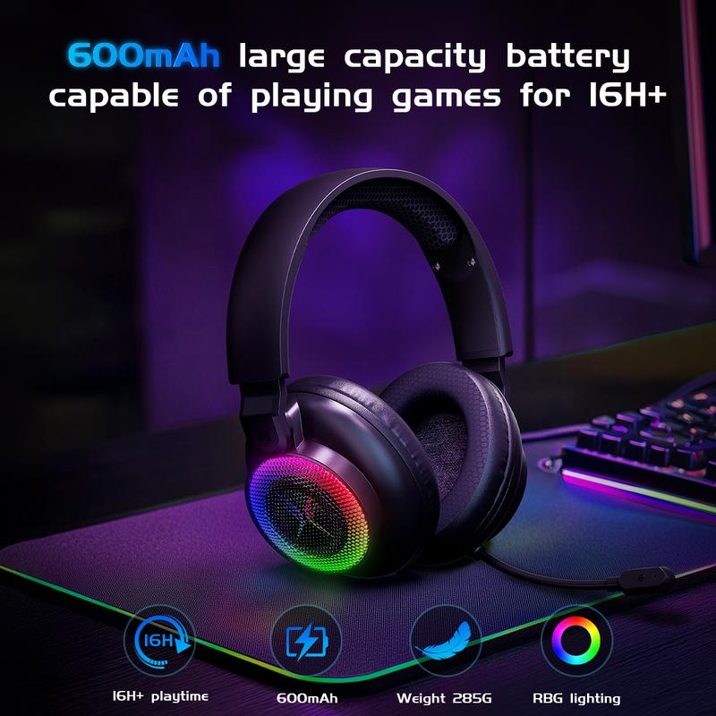 [New Upgrade] TAGRY TRONICX K12 Wireless Gaming Headset - 40mm Drivers - Memory Foam Cushion - Version  5.3-USB-A/C Dual Interface 2.4G - Wired 3.5mm Audio Jack - For PC, Mac, PS4, PS5,Switch, Smart Phone, Laptop, Smart Watch, Tablet