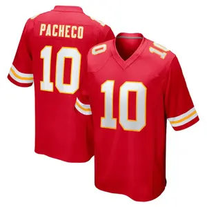 Kansas City Pacheco 10 Red/White Football Player Game Jerseys, Sports Stitched T-shirts Top for Men Women Youth Boys Girls