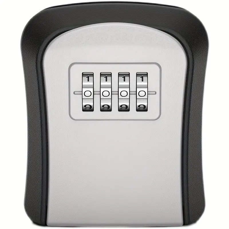 4 Digit Combination Code Wall Mounted Key Safe, Key Storage Box with Sliding Cover, Durable Metallic & Plastic Structure Password Lock, Home Or Business Use