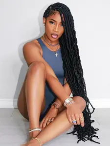 DOSAY Super Long Synthetic Full Lace Wig Knotless Box Braided Wigs for Women Faux Dreadlocks Braids Lace Front Wig 40 Inch Black Wig 360° Display