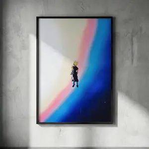 [Sale Up To 40%, Unframed] Vegito Dragon Ball Poster, Minimalist Anime Wall Art, Retro Lo-Fi Super Saiyan Print, Cosmic Manga Decor, Aesthetic Saiyan Blue Aura Art