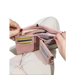 Women's Elegant Minimalist Short Wallet with Wristlet, Casual Versatile Zipper Card Holder, Trendy Daily Clutch Purse