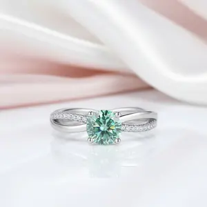 1.0Ct Green Round Diamond Option Split Shank Engagement Ring