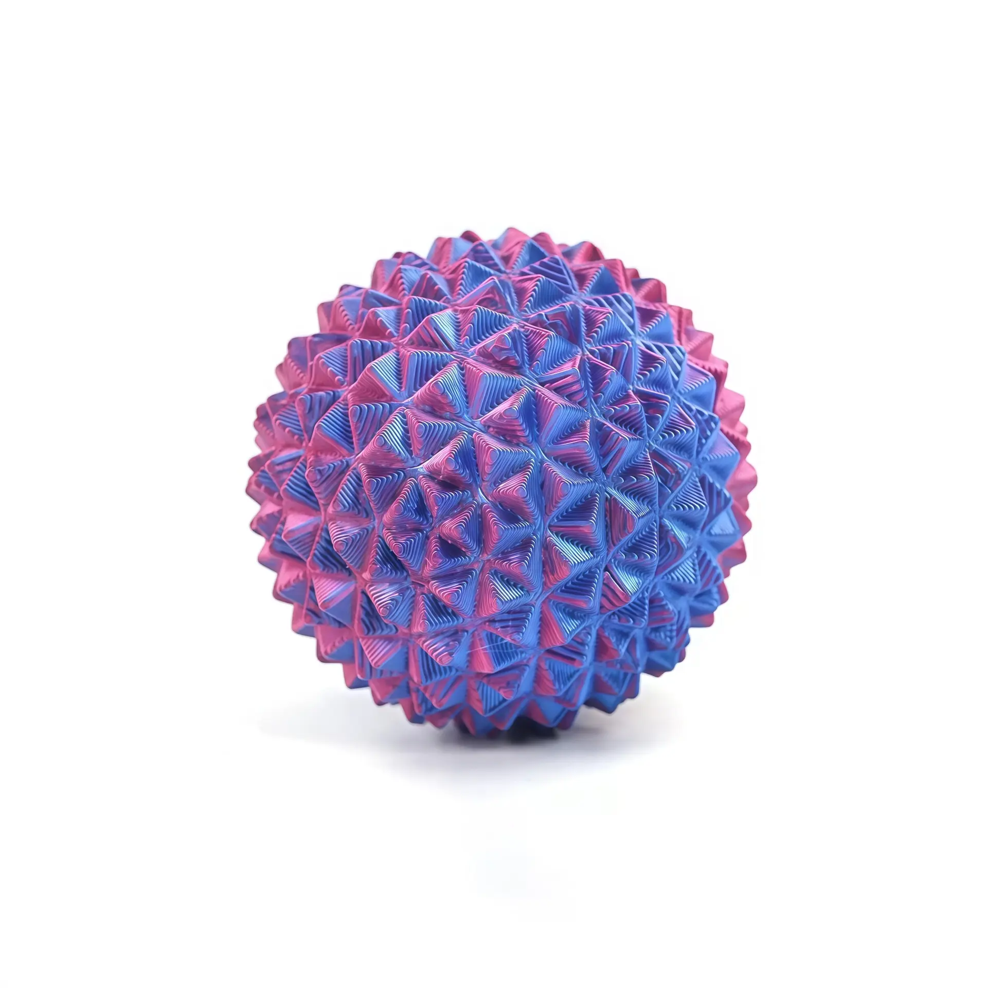 Spiky Hard Massage Balls, 3D Printed Intense Point-Pressure Fidget Ball, Multi-Point Tactile Massage Sensory Toy, Blue Pink Gradient Squeeze Stress Relief Ball, Novelty Desktop Fidget Toy for Adults
