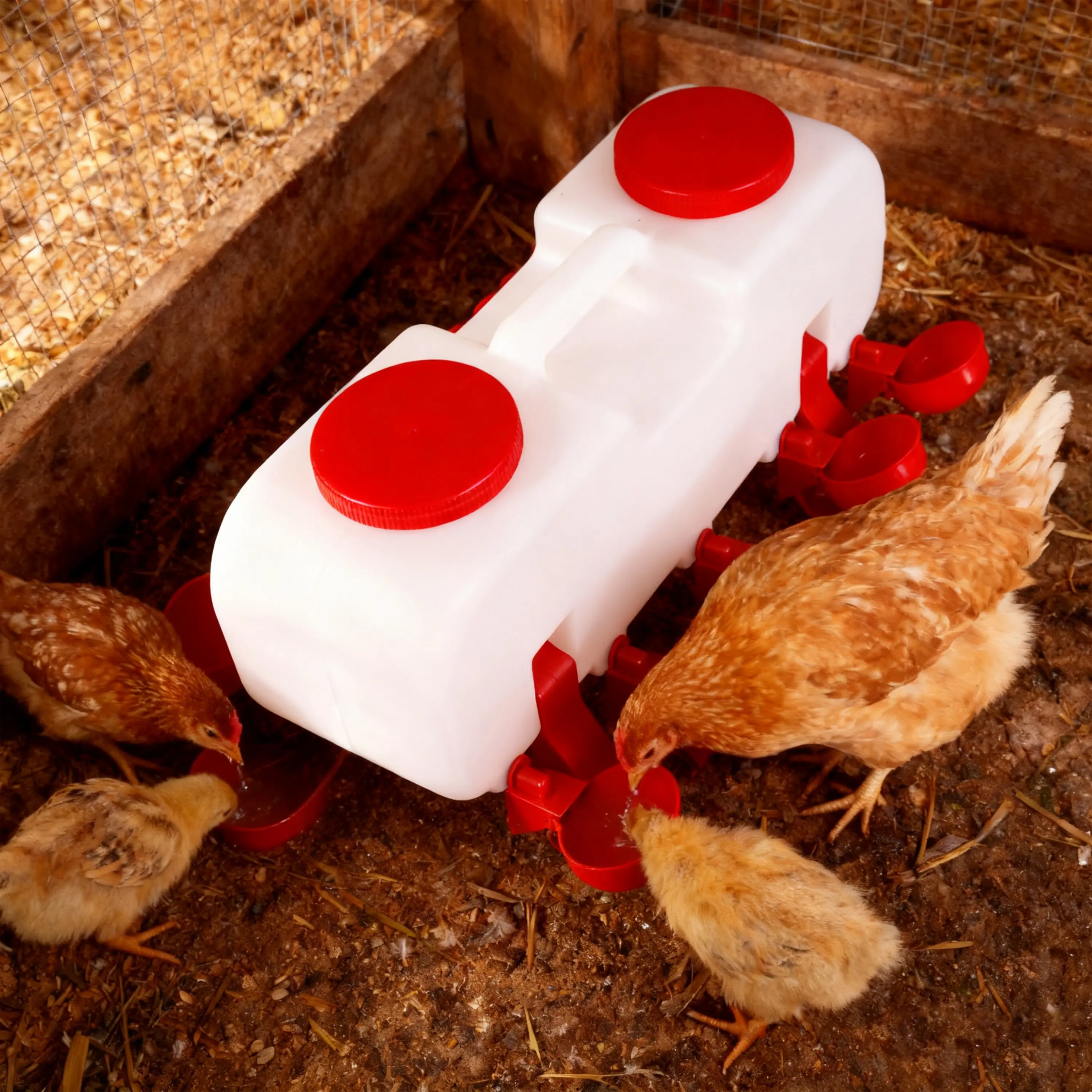 Semi-Automatic/Automatic Chicken Waterer with 10 Cups 2.5 Gallon Capacity Durable Construction Easy Disassembly for Chickens Ducks Geese
