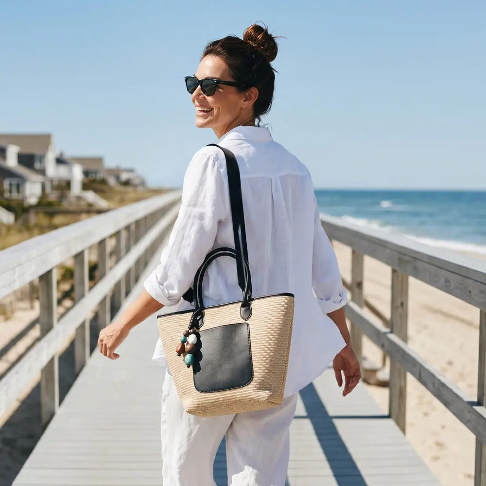 Camryn Large Raffia Tote