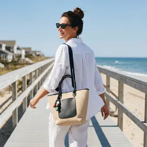 Camryn Large Raffia Tote