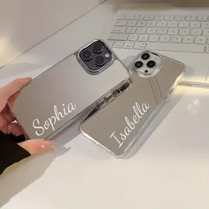 Custom Name Mirror Phone Case, Fashion Reflective TPU+Acrylic Cover for iPhone 16/15/14/13/12/11 Pro Max, Slim Shockproof Protective Case with Personalized Design