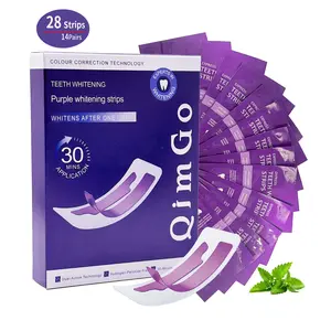 Purple Teeth Whitening Strips, Peroxide-Free Purple Whitening Strips for Sensitive Teeth, 28 Strips 14 Treatments, 30-Minute Smile Care,  non-sensitive