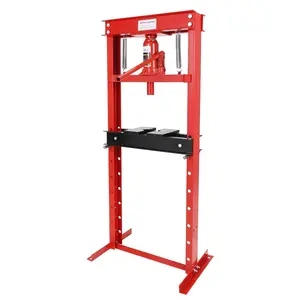 Garvee 12 Ton Hydraulic Shop Press, H-Frame Pneumatic Benchtop Hydraulic Shop Press with 2 Press Plates Adjustable Height for Garage Workshop,Red