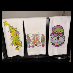 Hand Towels with Christmas Tree Nutcracker and Santa Claus Designs for Festive Bathroom Decor